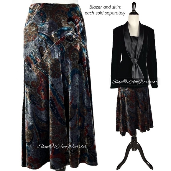 Coldwater Creek NWT velvet paisley a-line midi skirt *shop@iamwarrier - Picture 3 of 10